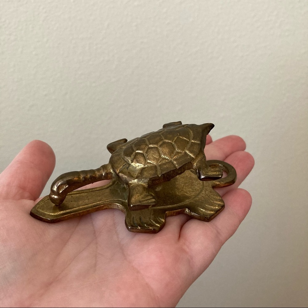 Vintage Brass Turtle Wall Hook Clip Boho